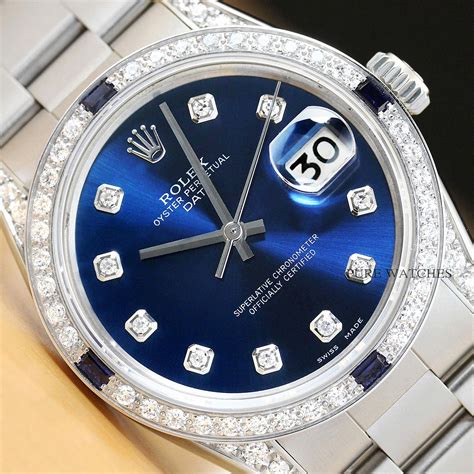 diamond encrusted  rolex|Rolex diamond and sapphire bezel.